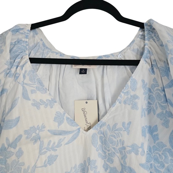Universal Thread Blue Floral Flutter Sleeve V-Neck Blouse 1X New - Picture 4 of 11